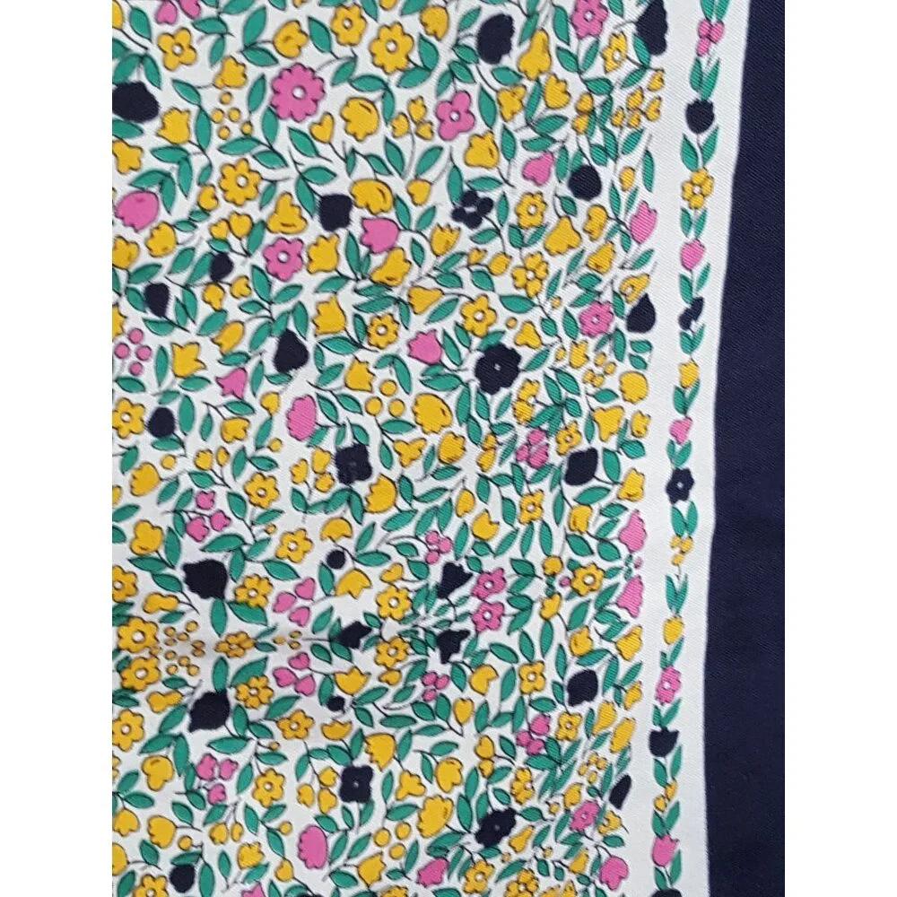 Vintage‎ Womens Scarf Square Floral blue Yellow Pink 26
